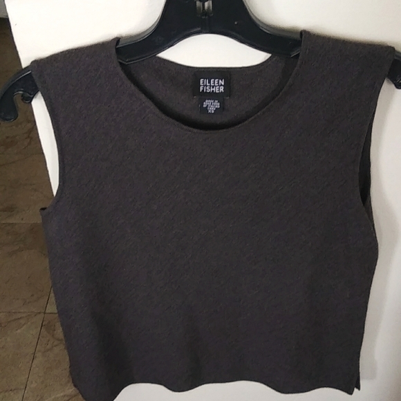 EILEEN FISHER Sweaters - EILEEN FISHER WOMEN'S BROWNSTONE PATTERN, SLEEVELESS CREWNECK SHELL TOP,S-XS